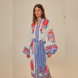 Farm Rio - Flowers beach off-white midi dress